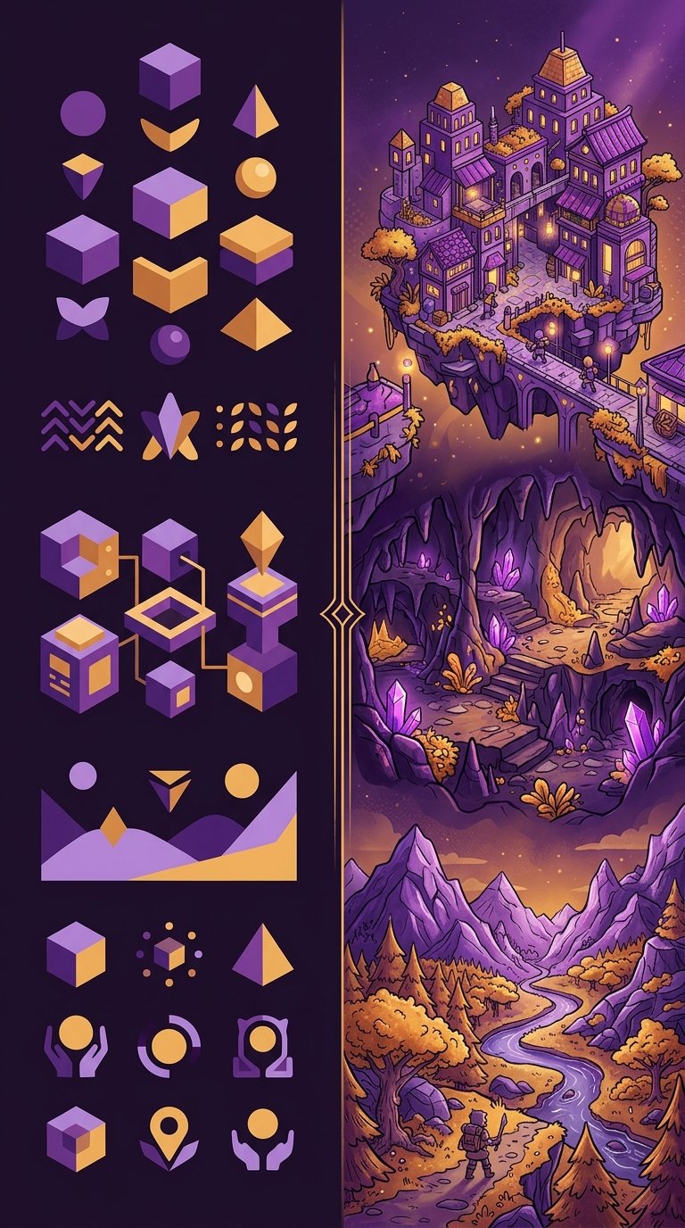 Side by side comparison of generic asset pack art versus distinctive indie game art direction